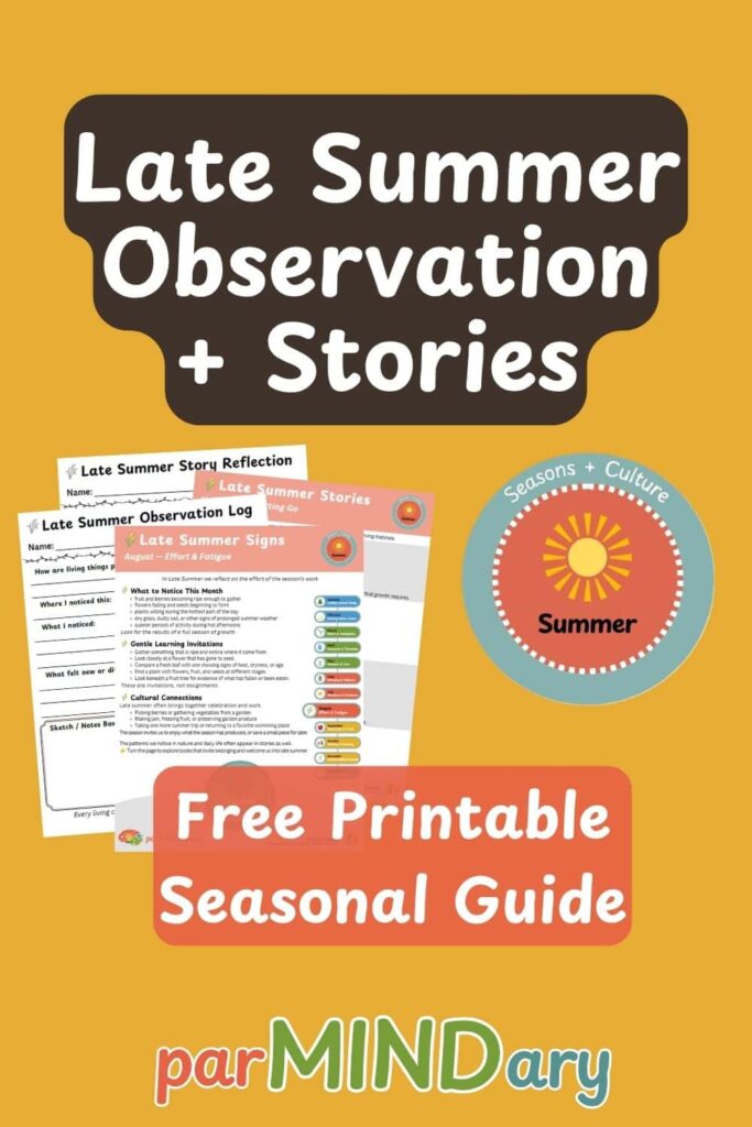 Late Summer Observation and Stories Free Printable Pin